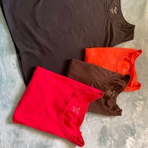 Red, brown, orange, and black. Package
